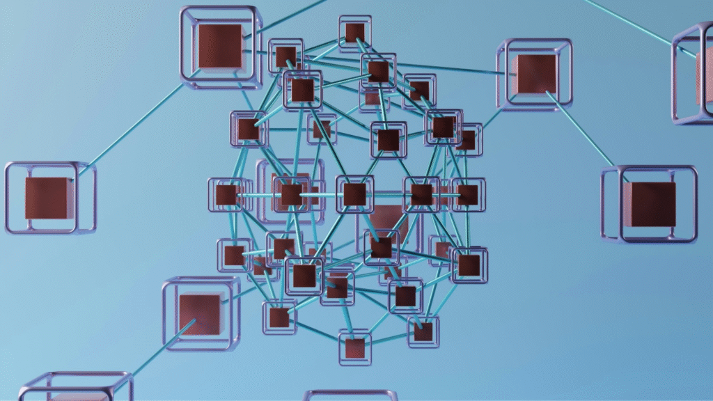 Abstract visualization of interconnected AI nodes representing data-driven fleet coordination