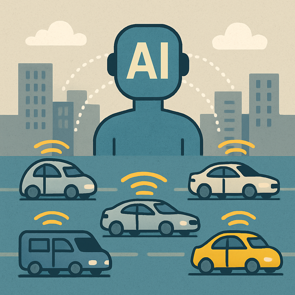 AI system coordinating connected vehicles in an intelligent fleet management network