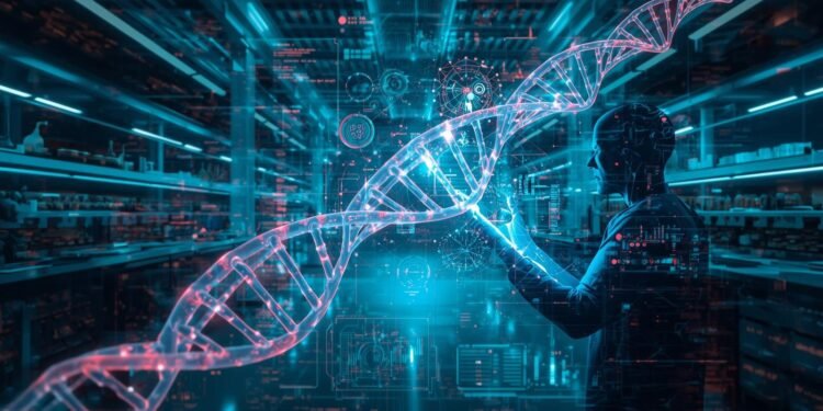 Breakthrough guide to genomic data showing how AI analyzes DNA to unlock advanced genomic insights