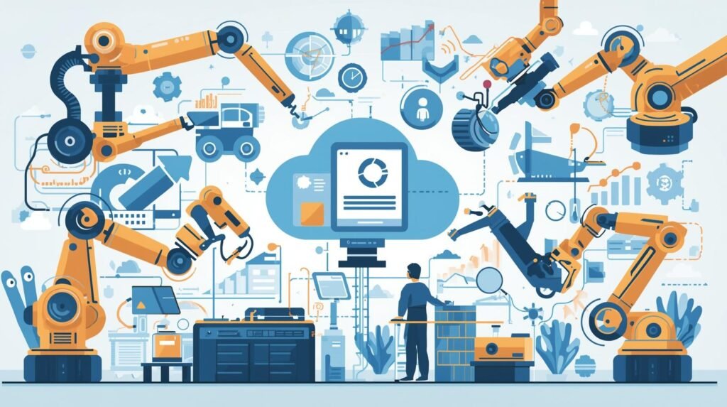 Cloud automation managing robotic processes through cloud systems