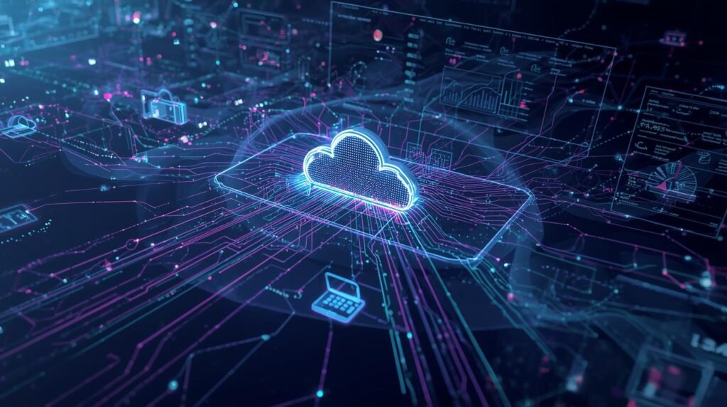 IoT data exchange showing information flow between devices and cloud systems