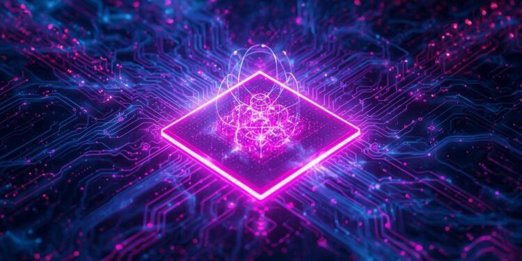 Quantum computing concept illustrating qubits and advanced computational processing