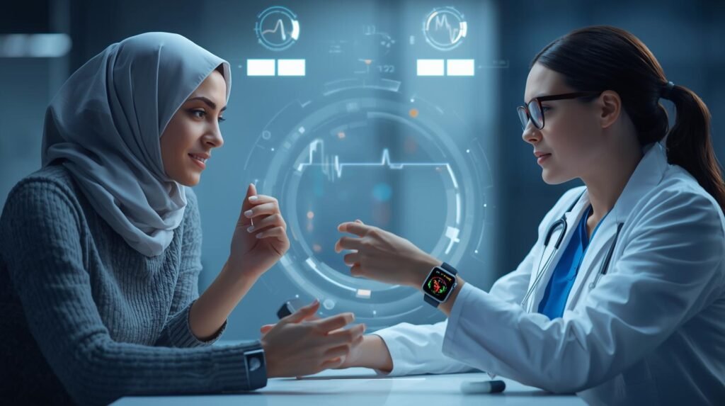 Wearable health tech monitoring vital signs through IoMT