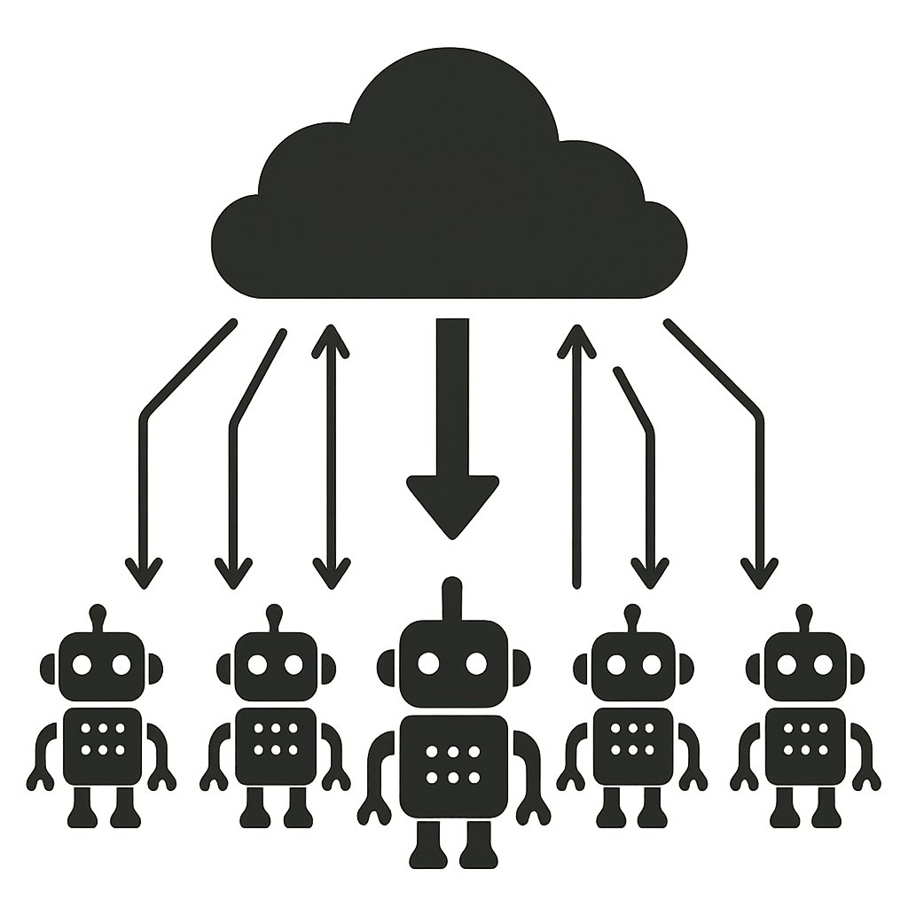 Cloud AI enabling multiple robots to share intelligence and learn collectively through a centralized cloud brain