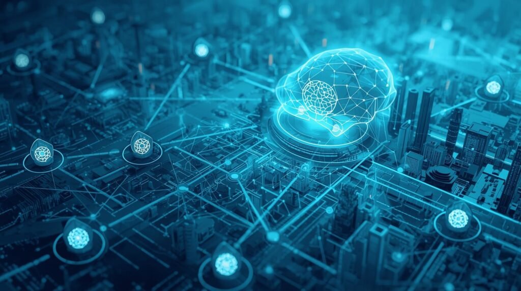 smart IoT sensors collecting and transmitting data for intelligent AI-driven systems