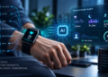 Smart wearable devices use AI to analyze heart rate, sleep, activity, blood oxygen, temperature, stress and health data.
