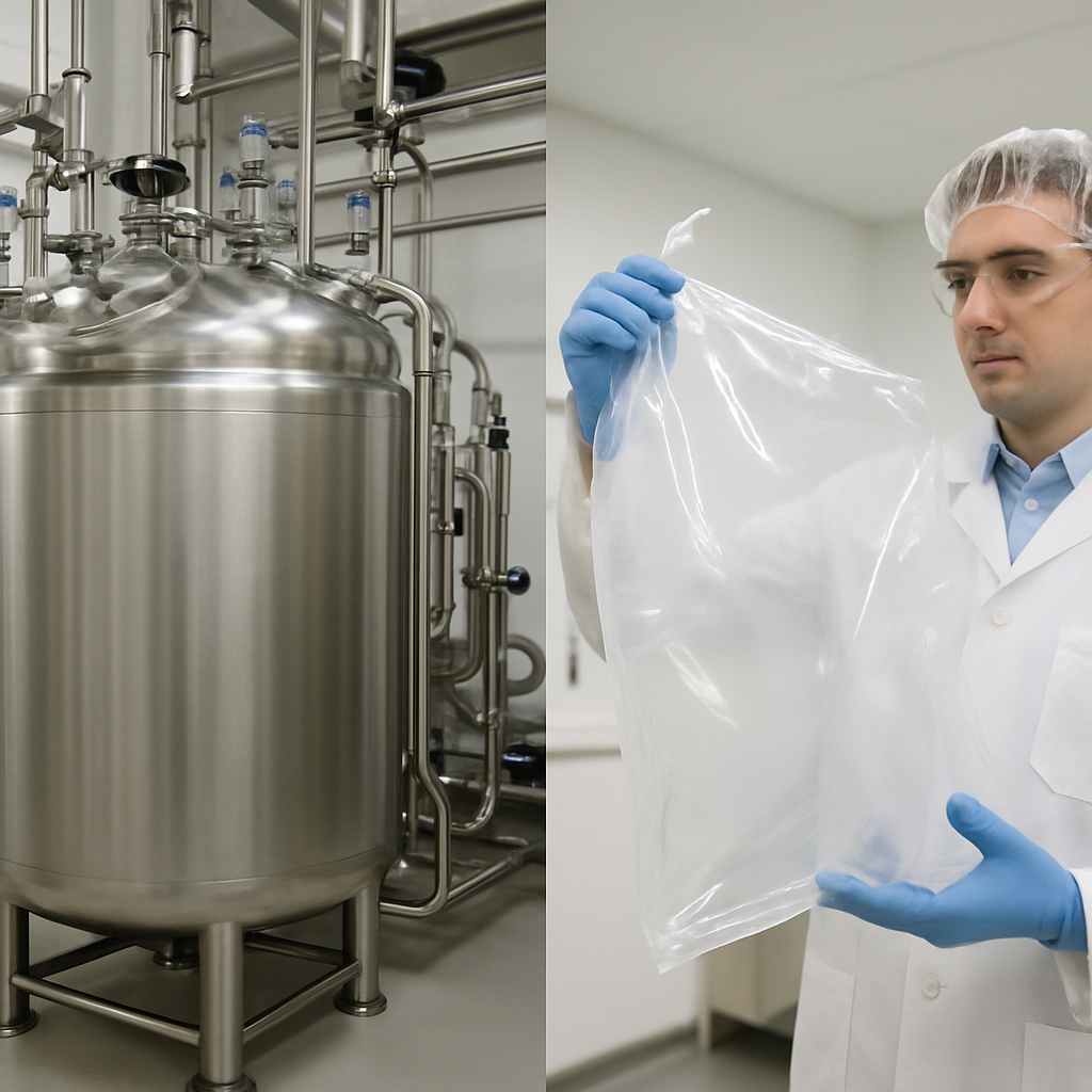 Comparison of stainless steel bioreactor and single-use biomanufacturing system