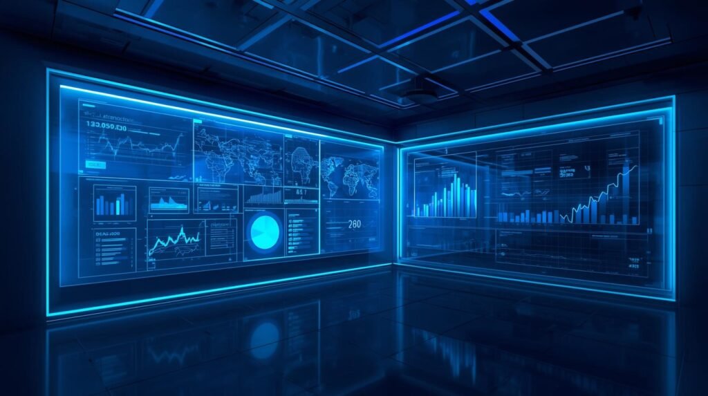 AI in Banking system analyzing financial data inside a modern digital banking environment.