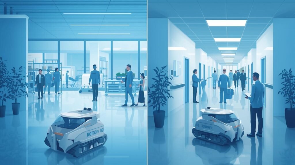 AMRs move independently without fixed paths.