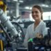 Best Robotics Companies in USA: Robotics engineer in a modern U.S. robotics lab working with advanced robotic arms and automation technology.