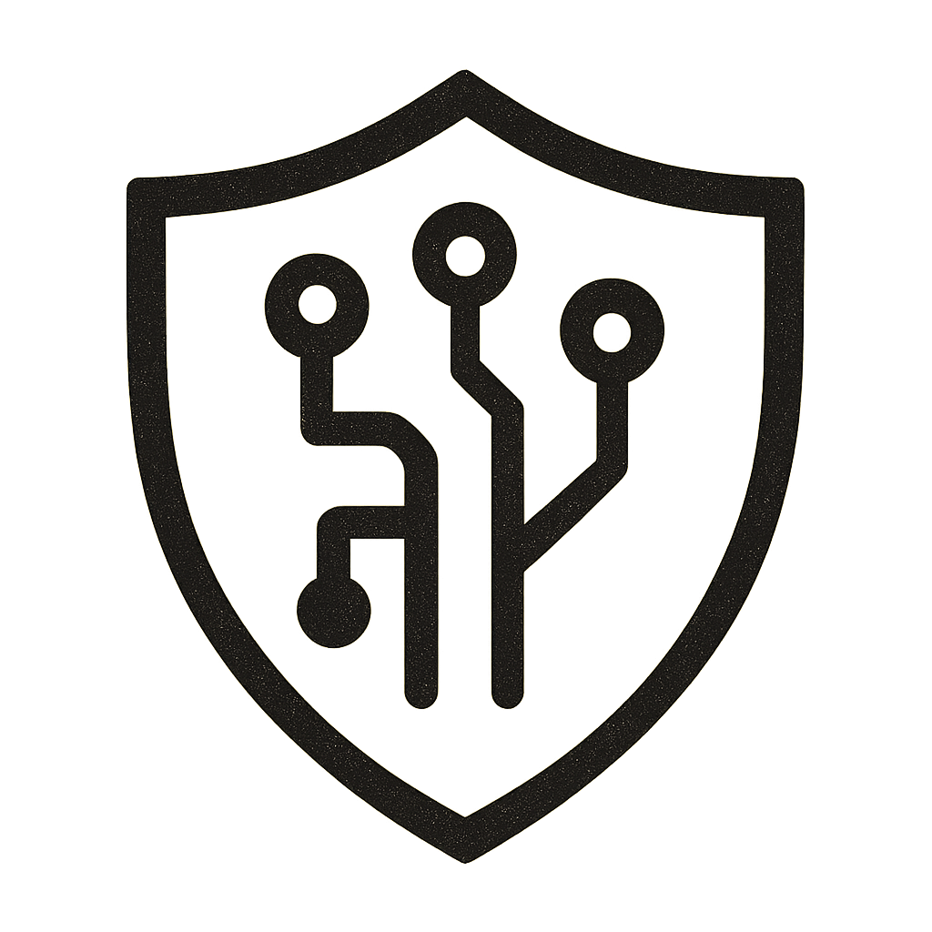 Digital security shield with circuit lines symbolizing AI-powered fraud prevention and intelligent banking cybersecurity