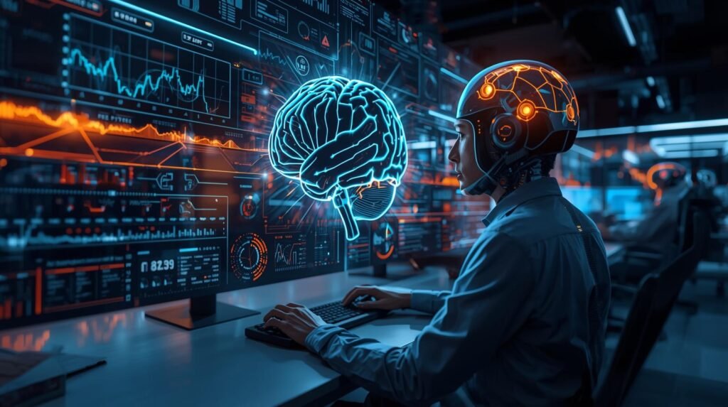 AI-driven intelligent automation system analyzing business data in real time.