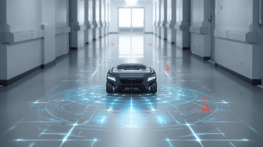 Mobile robot navigation enabling robots to move through indoor environments.