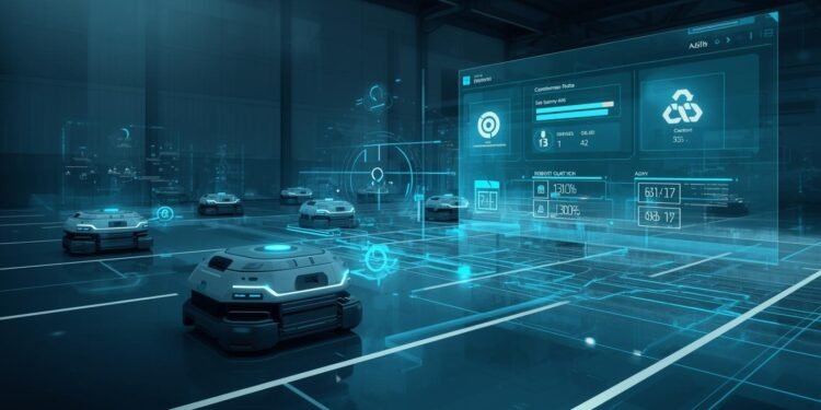 Robot fleet management system monitoring and coordinating multiple autonomous robots from a central dashboard.