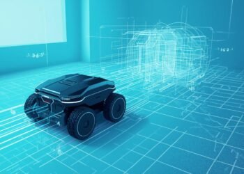 SLAM technology showing a robot mapping its environment while tracking its location in real time.