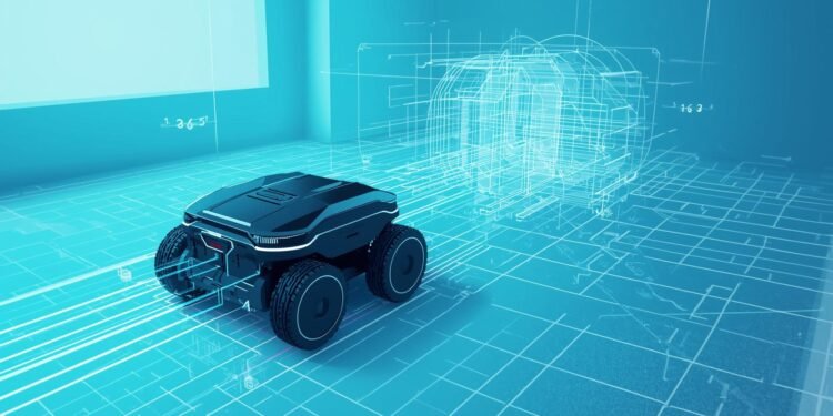 SLAM technology showing a robot mapping its environment while tracking its location in real time.
