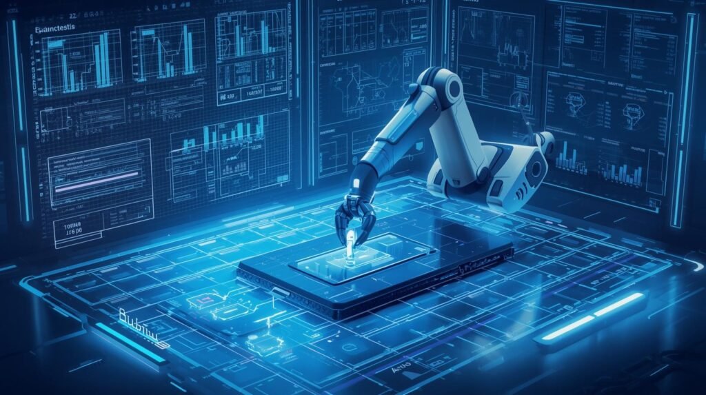 Virtual testing of robots in a simulated digital environment.