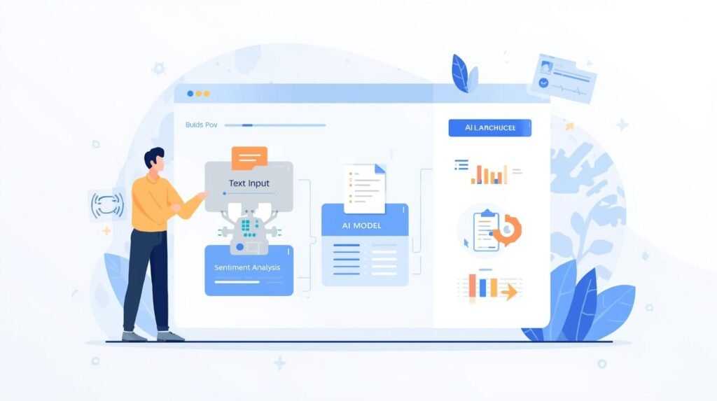 No-code AI language model built using a visual drag-and-drop interface without programming