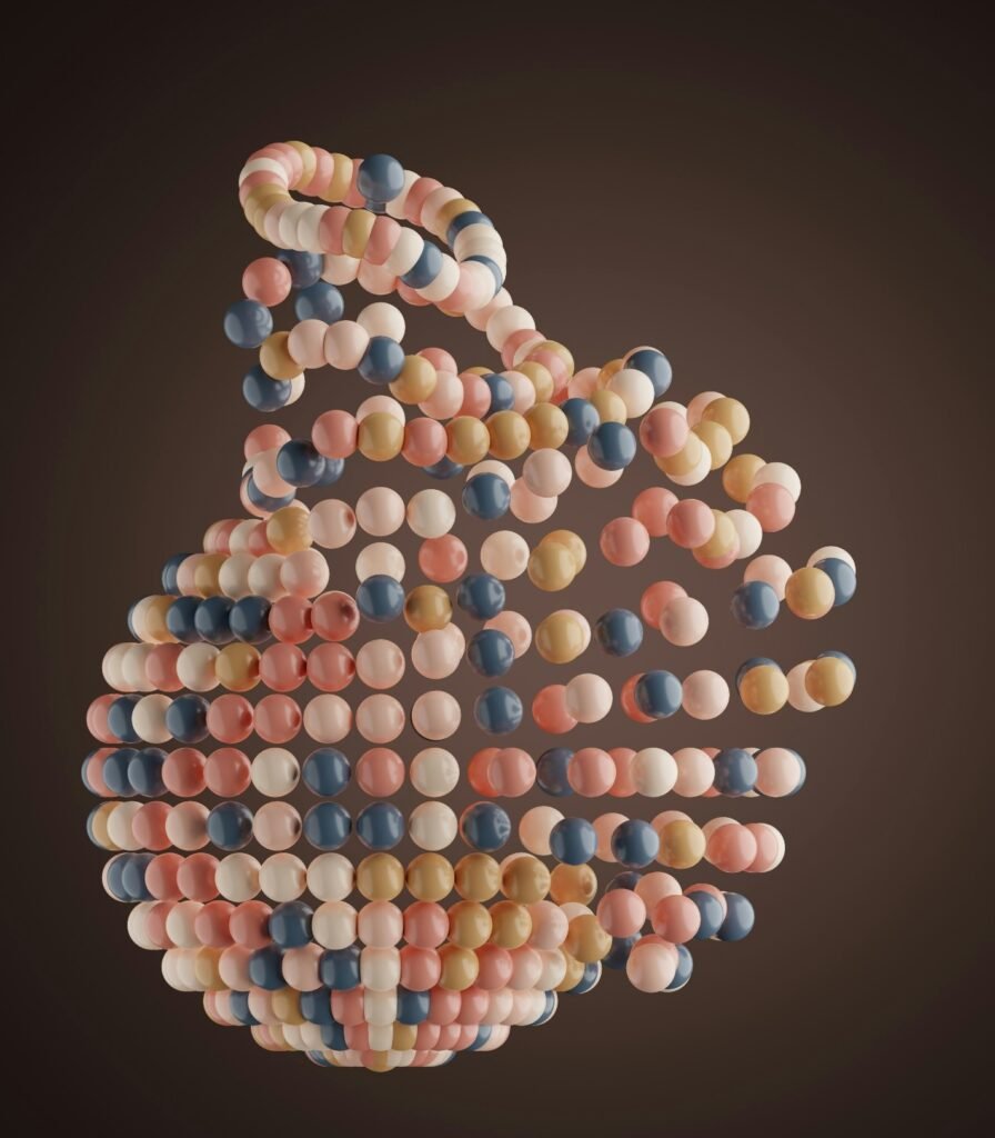 3D molecular structure illustrating personalized medicine and future drug therapies enabled by quantum molecular simulation