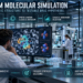 Pharmaceutical researchers using quantum molecular simulation to analyze protein-ligand interactions through a hybrid quantum-classical workflow.