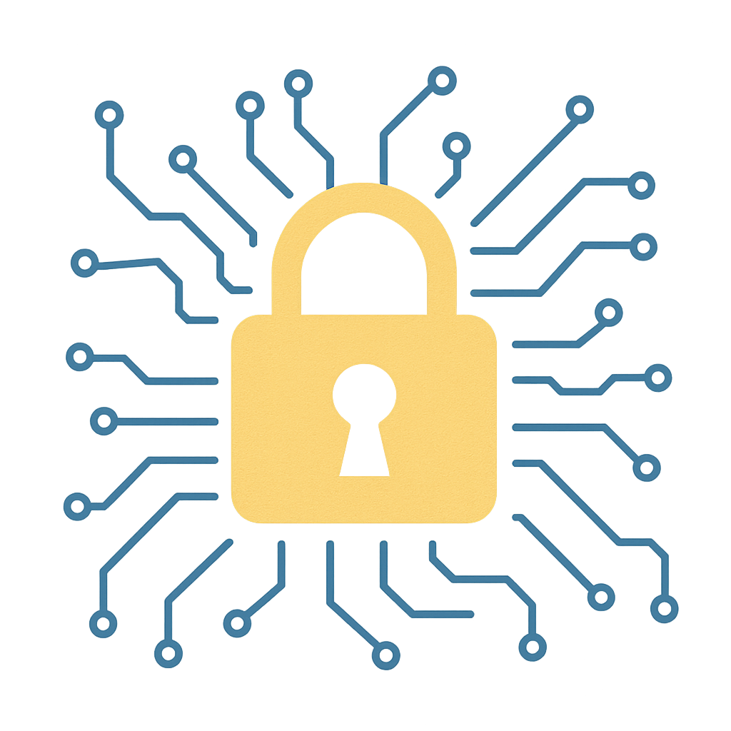 Digital padlock symbol representing data protection, cybersecurity compliance, and secure network systems