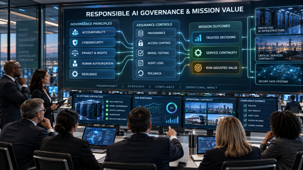 Indian factory governance team monitoring AI privacy, security, fairness, transparency, model drift, access controls and human response actions.