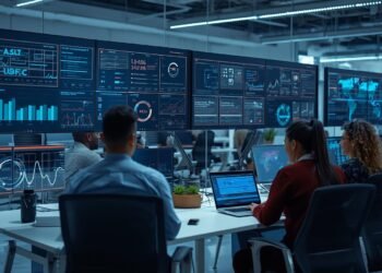 AI ethics specialist reviewing Generative AI systems, transparency metrics, and responsible AI governance in a modern workplace.