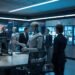 Humanoid AI robots collaborating with professionals in a modern workplace using artificial intelligence, automation, and advanced robotics technology