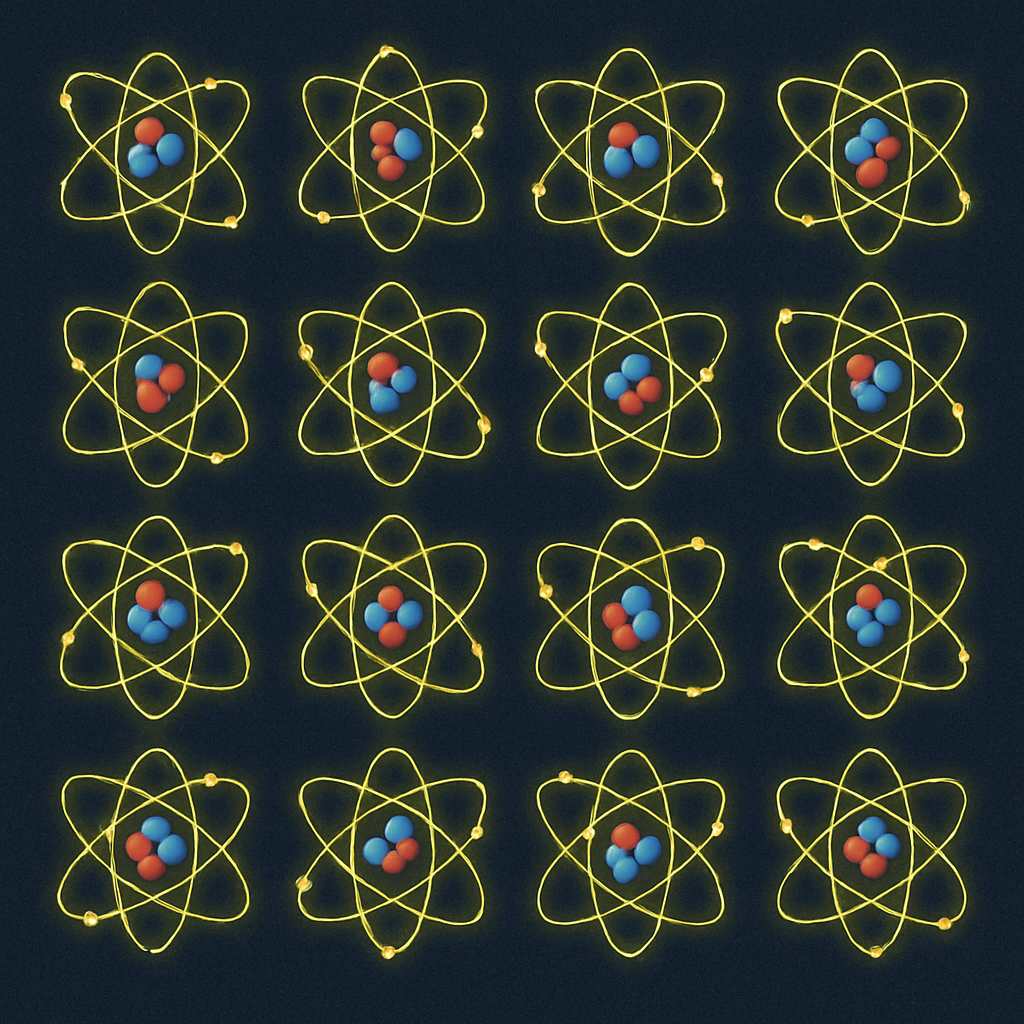 Conceptual illustration of neutral atom quantum technology showing interconnected atomic structures used for scalable quantum computing system