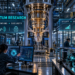 DARPA Quantum Research: Engineers monitoring quantum computing and sensing systems inside an advanced industrial research facility.