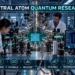 Researchers operating optical tweezers, lasers, and a vacuum chamber containing a programmable neutral-atom array.