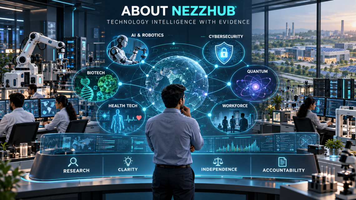 Indian technology researchers using the NezzHub intelligence platform to analyse AI, robotics, cybersecurity, quantum computing, biotechnology, health technology and workforce transformation.